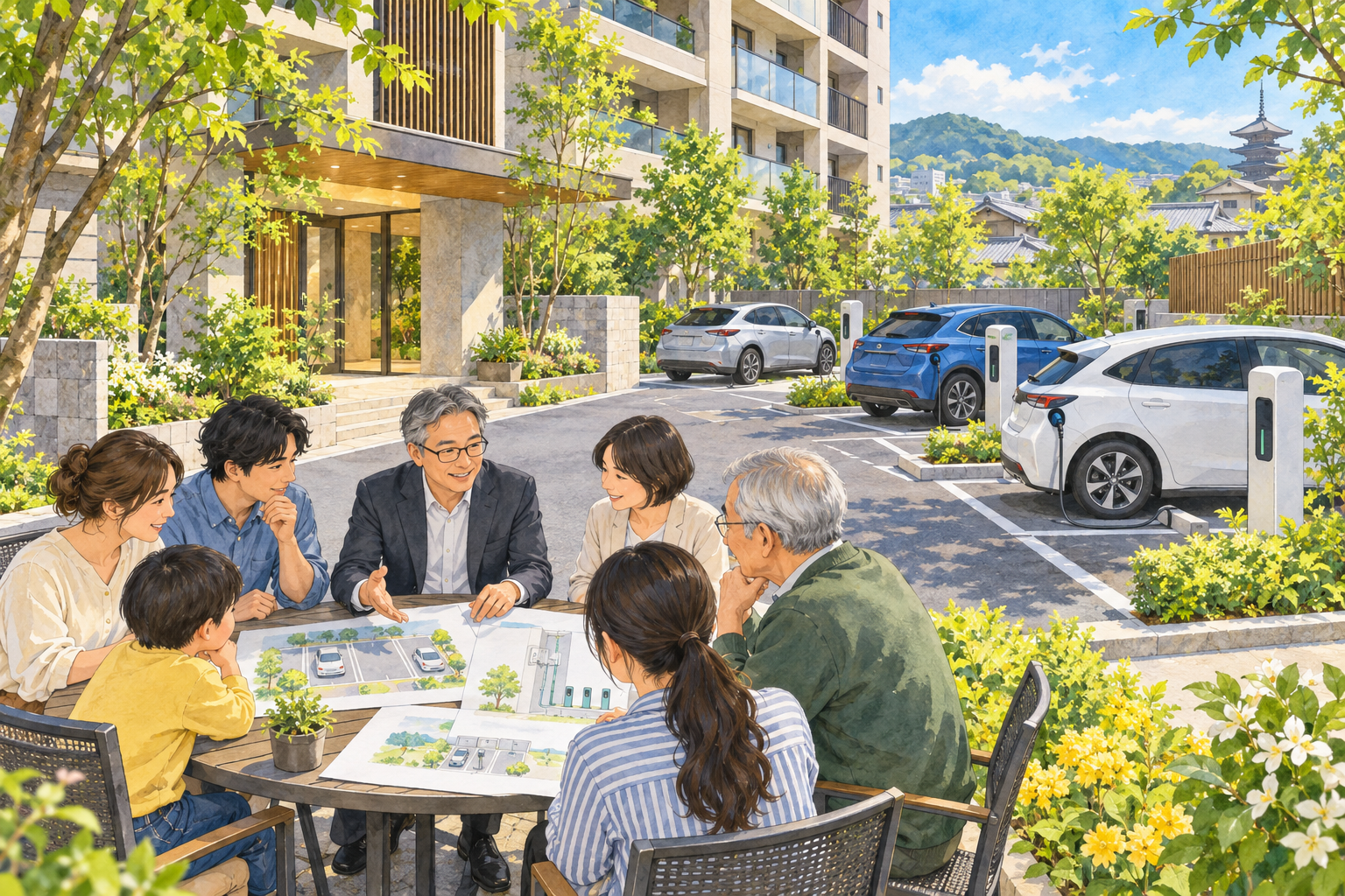 マンション・集合住宅でEV充電設備を導入するイメージ