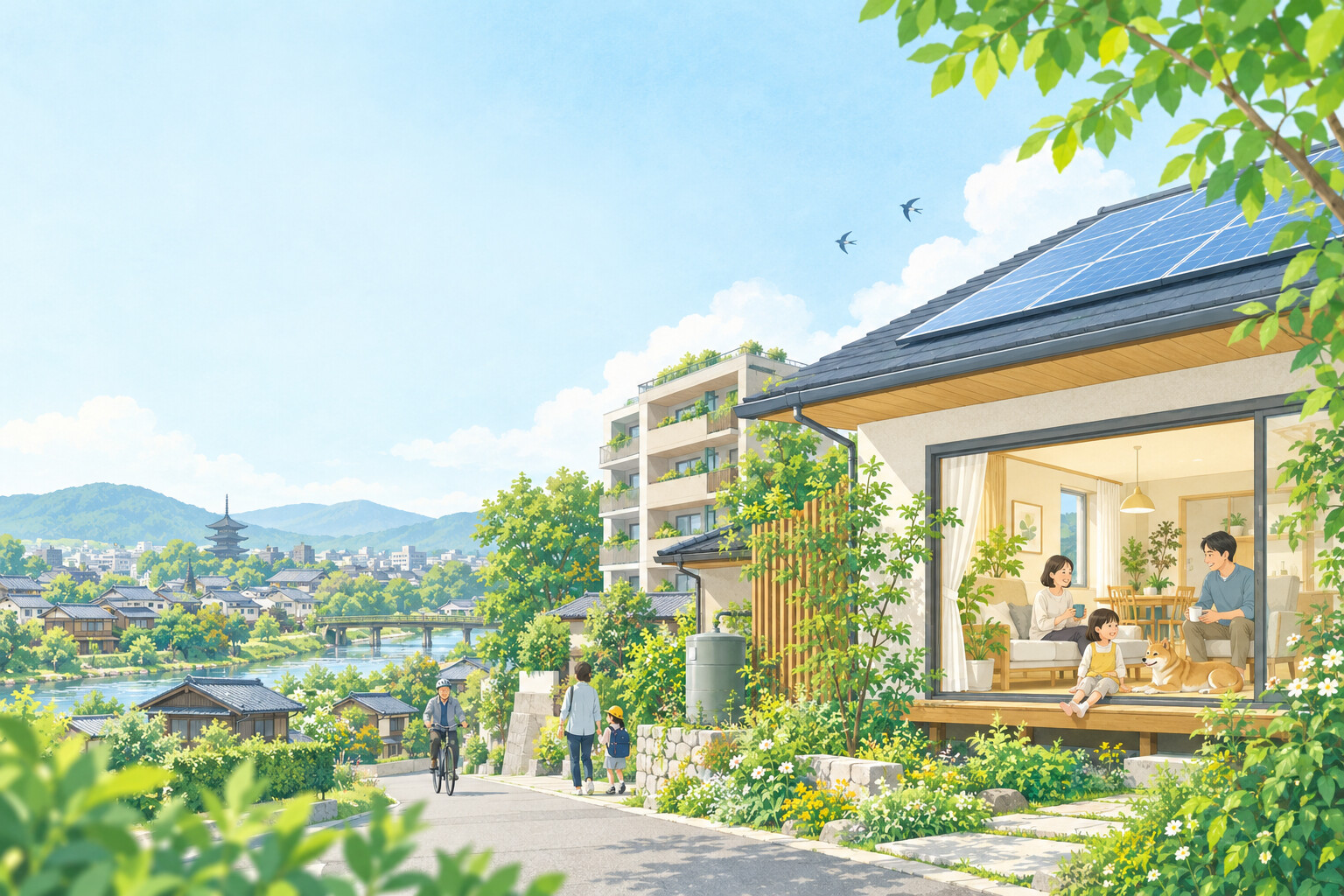 緑に囲まれた快適で省エネな住まいのイメージ