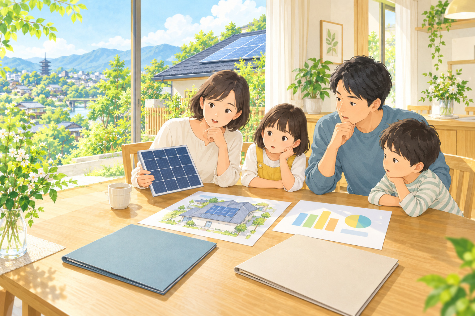 太陽光発電の屋根図面や見積書を見ながら考える家庭