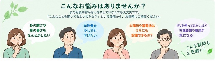 暮らしの脱炭素について、こんなお悩みはありませんか